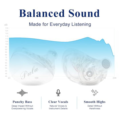Pula ARC IEM Wired Earbuds, 10mm PET Dynamic Driver In Ear Monitor, 3.5mm | wired in-ear monitors, aluminum faceplate, balanced tuning and clear vocals, detachable 2-pin cable, music, travel, gaming