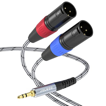 JOLGOO 3.5 mm TRS to Dual XLR Male Pro Stereo Breakout Cable, 1/8" TRS Stereo to 2 XLR Male Y Splitter Patch Microphone Cable, 6.6 Feet - size: 6.6 Feet, style: 3.5mm to Dual XLR Male