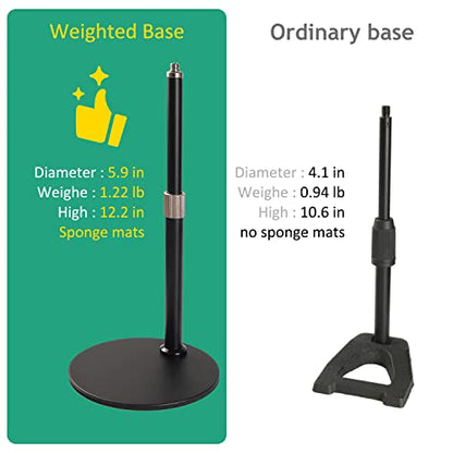 AT2020 Mic Stand, Adjustable Height Desk Mic Stand with Shock Mount, Foam Windscreen, Metal Weighted Base, 1/4 to 3/8 Metal Adapter, for AT2020 AT2020USB AT2020USB+ AT2035 Mic by Rigych - color: Desktop Stand