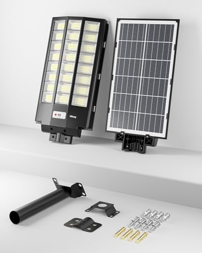 Ofuray Solar Street Lights Outdoor, Of-8600W Commercial Parking Lot Light | Solar Flood Light, LED Area Light with Motion Sensor, Dusk to Dawn,Remote Control for Security Lighting in Streets, Barns - size: 3XL