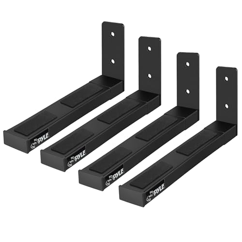 Pyle Adjustable Speaker Wall Mount Brackets - 2 Pack (4 Brackets) Extendable Steel Arms for Center Channel, Small or Large Speakers & Soundbars - 110 lbs Capacity, 6.7-11.8" Depth (Black) - style: 2-Pack (4 Brackets)