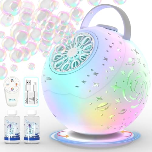 Rechargeable Bubble Machine for Kids with 90° 360° Rotating, Remote(20-40M)
