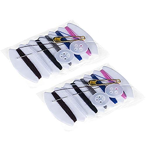 Onwon 50 Sets Travel Sewing Kits with Needles, Threads, Button, Pin - 6 Colors Thread Repair Kit for Hotel Amenities Necessities - size: Travel Sewing Kits with Needles