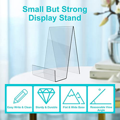 Boloyo Acrylic Book Stand with Ledge,10PC Clear Acrylic Display Easel Transparent Display Stand Holder Tablet Holder for Displaying Books,Magazine,Plate,Pictures,Artworks, CDs - size: 4 inch + 6 inch(10PC)