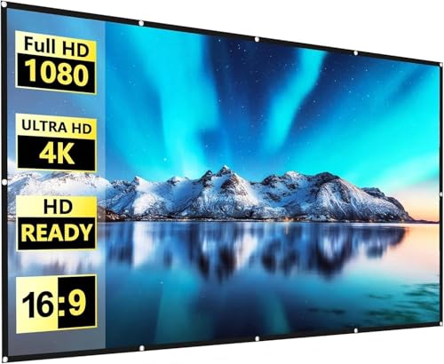 FUDONI Projector Screen 100 inch, Portable Projector Screen Outdoor Indoor Projection Screen for Home Theater Camping Party Office (Thinner)