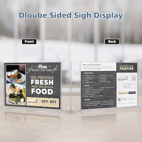 Comix Acrylic Sign Holder 11x8.5 Inches, 12 Pack Display Stand Flyer Holder | Clear Vertical Plastic Table Paper Stand, Double Sided Menu Flyer Stand for Cafe, Restaurants, Store, Office, Wedding - size: 6 Pack 11x8.5 inches
