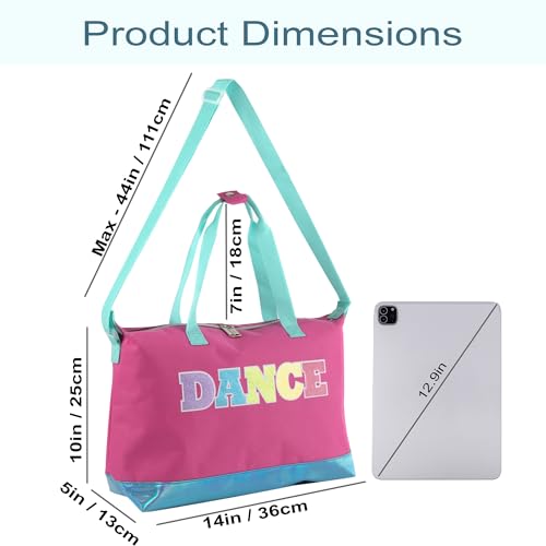 Garment Dance Shoulder Bags for Girls, Teen Dancers, Costumes, Boys | Holographic Glitter Dance Bag for Kids - color: Dance Pink & Blue
