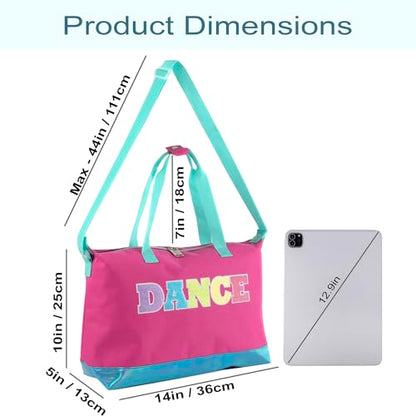 Garment Dance Shoulder Bags for Girls, Teen Dancers, Costumes, Boys | Holographic Glitter Dance Bag for Kids - color: Dance Pink & Blue