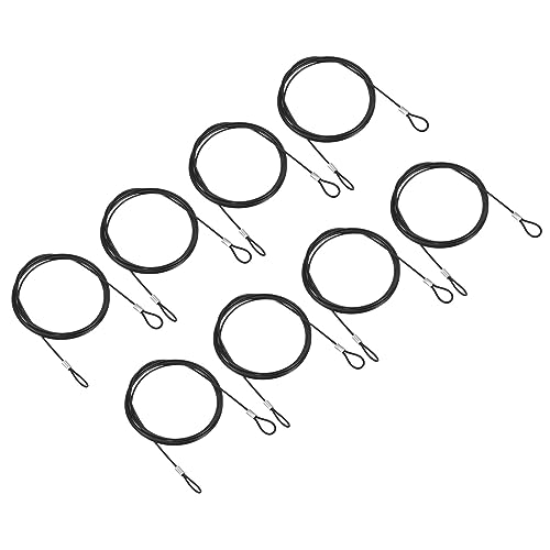 PATIKIL 6.5Ft Safety Cable Lock, 8 Pack Stainless Steel 2mm Dia Security Wire Rope with Double Loop for Stage Lighting Luggage Lock Black - size: 6.5 Ft