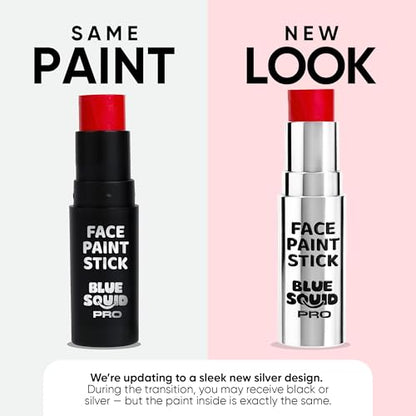 Blue Squid PRO Red Face Paint Stick - Waterproof Body Paint for Adults & Kids Eye Black Baseball, Eyeblack Softball - Vegan Hypoallergenic Twist-Up Non-Toxic Makeup Stick for Cosplay, Sports & SFX - color: Red