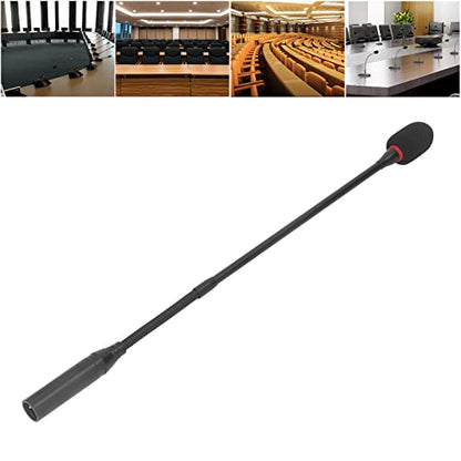 Dynamic Microphone, 3 Pin Straight Plug Quick Mounted Corded Voice Condenser Microphone, 18in Aluminum Alloy Commercial Audio Desktop Paging Microphone for Conference
