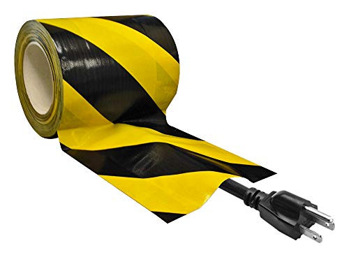 Electriduct Tunnel Tape with Non-Adhesive Center Channel Path for Cable Management Gaffer's Tape 6" x 25 Feet (8 Yards) Black/Yellow High Visibility Safety Stripe - color: Black/Yellow, size: 6 Inch x 25 Feet