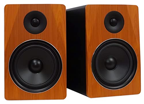 Rockville APM8C 8" 2-Way 500W Active/Powered USB Studio Monitor Speakers Pair | 400W Peak / 200W RMS, Class D Amp, RCA In/Out, Crossover/Phase/Volume Control, Front Port, MDF Enclosure, Auto Power - color: Cherry