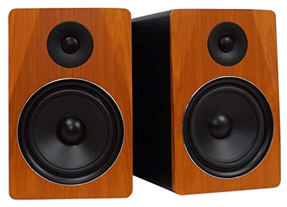 Rockville APM8C 8" 2-Way 500W Active/Powered USB Studio Monitor Speakers Pair | 400W Peak / 200W RMS, Class D Amp, RCA In/Out, Crossover/Phase/Volume Control, Front Port, MDF Enclosure, Auto Power - color: Cherry