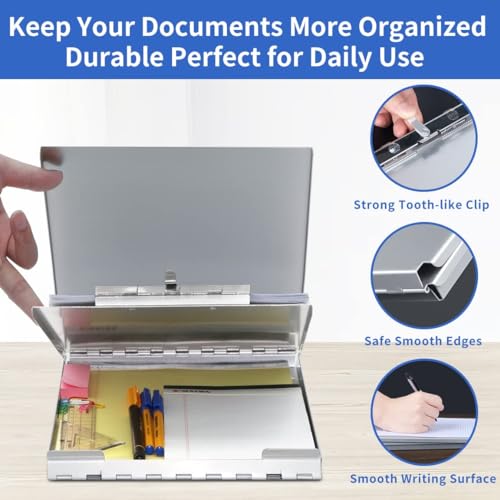 Aluminum Clipboard with Storage, Form Holder Steel Stainless Binder with Metal High Capacity Clip,Heavy Duty Made for Nurses Medical Personnel Jobsite Professionals Stationery Items - size: Letter Size(1 Pack)