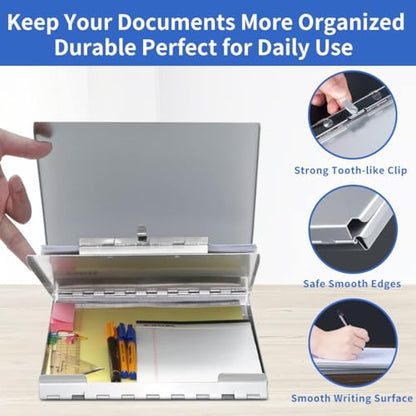 Aluminum Clipboard with Storage, Form Holder Steel Stainless Binder with Metal High Capacity Clip,Heavy Duty Made for Nurses Medical Personnel Jobsite Professionals Stationery Items - size: Letter Size(1 Pack)