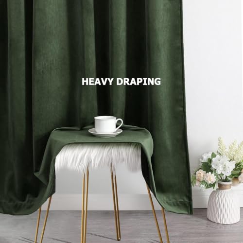 Benedeco Moss Green Velvet Blackout Curtains 52x84 Inch | Elegant Room Darkening Thermal Insulated Energy Saving Noise Reducing Velvet Window Drapes for Living Room, Bedroom - color: Moss Green, size: 52"W x 84"L (Pack of 2)