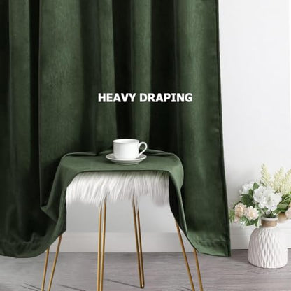 Benedeco Moss Green Velvet Blackout Curtains 52x84 Inch | Elegant Room Darkening Thermal Insulated Energy Saving Noise Reducing Velvet Window Drapes for Living Room, Bedroom - color: Moss Green, size: 52"W x 84"L (Pack of 2)