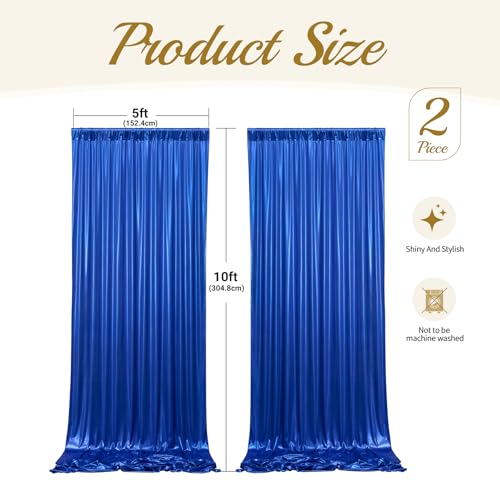 10x10ft Royal Blue Backdrop Curtains Wedding Party Glitter Sequin Curtain Backdrop Fabric Shimmer Drapes Backdrop Baby Shower Birthday Christmas Photoshoot Background Photography 5x10FT，2 Panels - color: Royal Blue, size: 10ft X 10ft(2 Panels 5ft X 10ft)