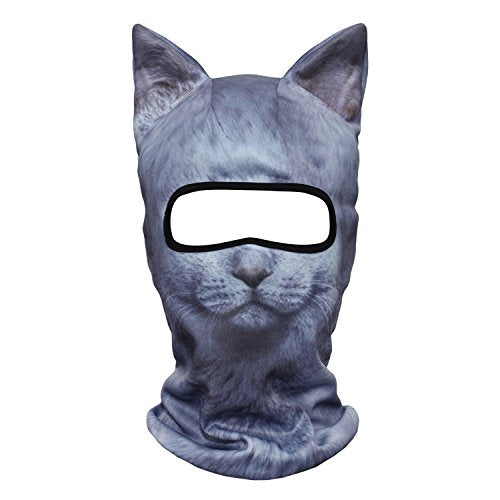 WTACTFUL 3D Animal Ears Balaclava, Breathable Face Mask for Halloween | Stand-Up Ears, Windproof Dustproof, Quick-Dry, No Fade Print, Soft, for Music Festivals Raves Ski Snowboard Moto Party - color: British Shorthair Meb-06