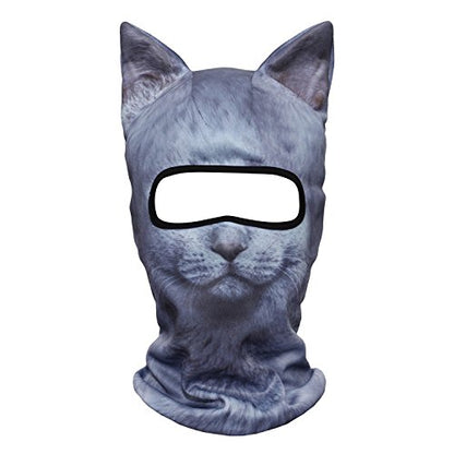 WTACTFUL 3D Animal Ears Balaclava, Breathable Face Mask for Halloween | Stand-Up Ears, Windproof Dustproof, Quick-Dry, No Fade Print, Soft, for Music Festivals Raves Ski Snowboard Moto Party - color: British Shorthair Meb-06