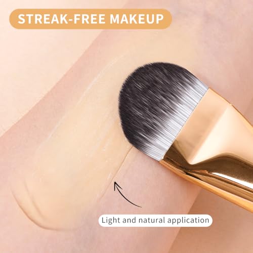 MAANGE 5 PCS Foundation Makeup Brush Set Double-ended Kabuki Mask Contour Brush for Liquid Powder Concealer Cream Cosmetics Blending Makeup Brushes (Gold) - color: Gold - 5Pcs