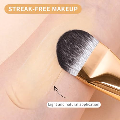 MAANGE 5 PCS Foundation Makeup Brush Set Double-ended Kabuki Mask Contour Brush for Liquid Powder Concealer Cream Cosmetics Blending Makeup Brushes (Gold) - color: Gold - 5Pcs