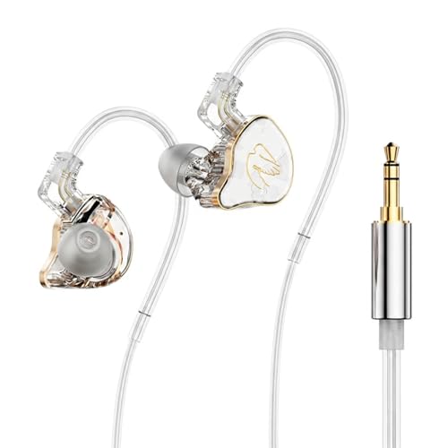 in Ear Monitor Headphones Hybrid 1BA+1DD HiFi Deep Bass IEM Earphones White - color: QT820-White no Mic