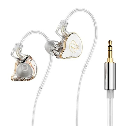 in Ear Monitor Headphones Hybrid 1BA+1DD HiFi Deep Bass IEM Earphones White - color: QT820-White no Mic
