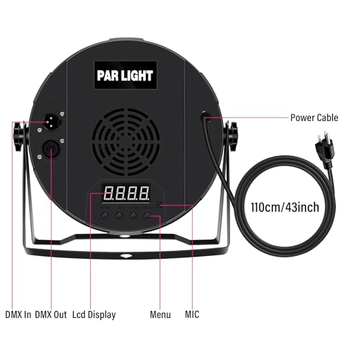 Telbum DJ Par Lights DMX, 70W 18LEDs RGBW Stage Par Light with Rainbow LED Strip Remote Control, Sound Activated DJ Lighting Uplights for Events Wedding Church Dance Party Club Music Live Show