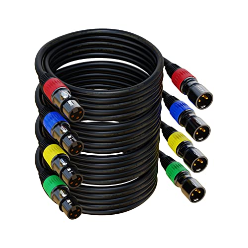 XLR Cables, XLR Microphone Cable 6 ft 4 Pack, Gold-Plated 3-pin XLR Speaker Cable Male to Female Balanced Mic Cable - size: 6ft, style: 4 Pack