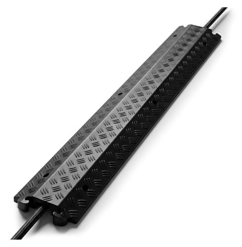 Pyle Durable Cable Protection Ramp Cover - Supports 11000lbs Single Channel Heavy Duty Hose and Cord Track Floor Protection, 39.4” x 5.11” x 0.78” Cable Concealer for Indoor Outdoor Use