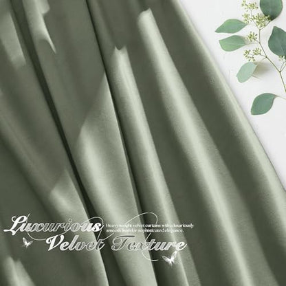 Manyshofu Sage Green Velvet Curtains, 2 Panels Blackout 52x84 | Luxurious Velvet Feel, Thermal Insulated Noise Reducing, Dual Back Tab And Rod Pocket Hanging, Machine Wash Fade-Resistant - color: Sage Green, size: 52"W x 84"L (Pack of 2)