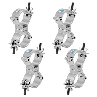 4 Pack Dual Swivel Clamp Turn As Needed Two 360 Degree Clamps, Lighting Truss Swivel Coupler DJ Light Clamps, Fit for 1.88-2 Inch (48-51mm) OD Tube/Pipe, Heavy duty 220lbs, TUV Certificated - color: Silver