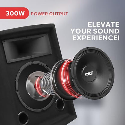 PYLE-PRO 500Watt Outdoor Sound System Vehicle Stereo Speakers w/ 10" Woofer, 1.5" Kapton VC, Dual Tweeters, 4"x10" Super Horn Midrange, Crossover Network-PylePro PADH1079