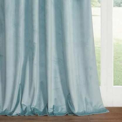 Roslynwood Velvet Eggshell Blue Curtain 63 inch Long - Curtains Block Light Rod Pocket Thermal Insulated Window Drapes Set for Living Room/Bedroom/Dining Room, W52 x L63, 2 Panels - color: Eggshell Blue, size: 52"W x 63"L (Pack of 2)