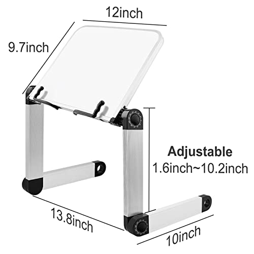 Book Stand Multifunctional Adjustable Laptop Stand Book Holder Tray with Clips Ergonomic Multi Heights Angles Adjustable Cooking Bookstand for Textbook Recipe Magazine Laptop Tablet Portable - size: 15x10inches, style: 4 legs-White