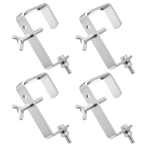 Zonon 4 Pack Stage Lighting Truss Clamp Hook for Square Tube Galvanized Iron Truss Clamps for LED Dj Lights Par Spotlight, Moving Head Beam Spot Square Tube Clamp, Heavy Duty 88 Lbs /40 kg (Silver) - size: Silver