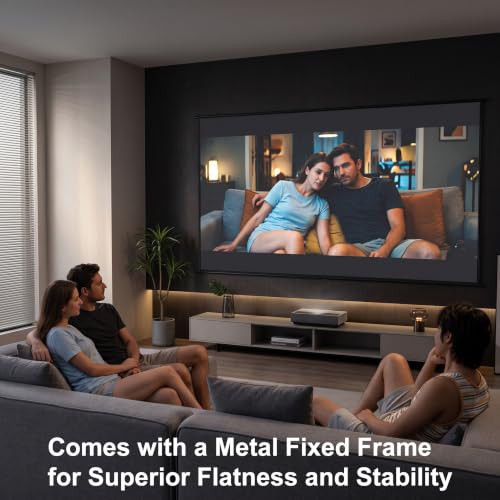 100 inch Fixed Frame Projector Screen, Outdoor Indoor Movie Projector Screen, Wrinkle-Free Large Hanging Projection Screen for Room Wall, Theater, Camping, Backyard, 4K HD 16:9