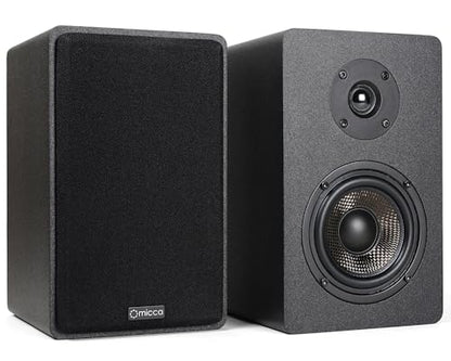 Micca MB42X Advanced 2-Way Passive Bookshelf Speakers, Stereo Pair, Black | Amplifier Required, 4-Inch Carbon-Fiber Woofer, 0.75-Inch Silk-Dome Tweeter, Desktop, Home Theater, Surround Sound - style: MB42X Advanced Bookshelf Speakers