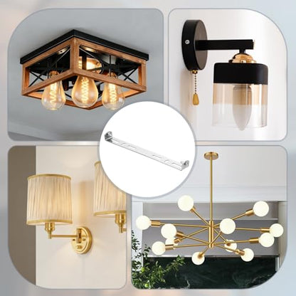 4 Set 195mm 7.68" Mounting Bracket Kit Silver Tone w/Screws | Universal Light Fixture, Ceiling Light Plate, for Chandeliers - size: 195mm (7.6")