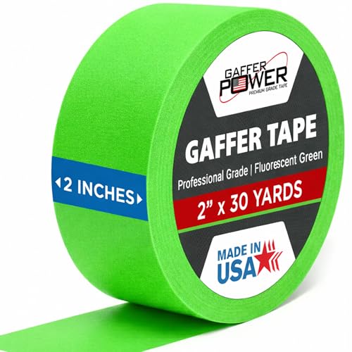 Gaffer Power Fluorescent Green Gaffer Tape 2 Inch x 30 Yards, USA Made - color: Green, size: 2 inches x 30 yards | 1 pack