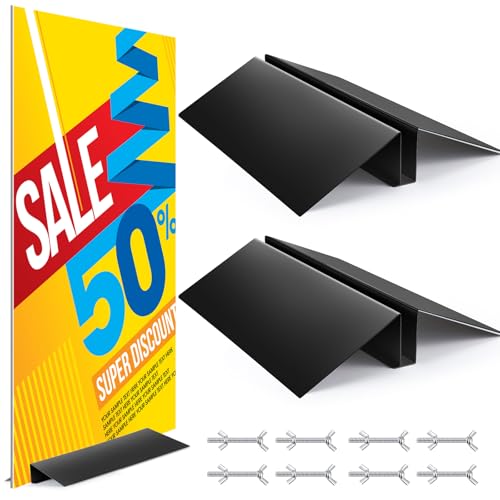 Blulu 2 Pcs 24 Inches Metal Floor Sign Stand Holder M Mount Holder Graphic Floor Standing Display Stand for Composite Foam Board, Acrylic Glass Sign, Base Only - size: 24 Inches