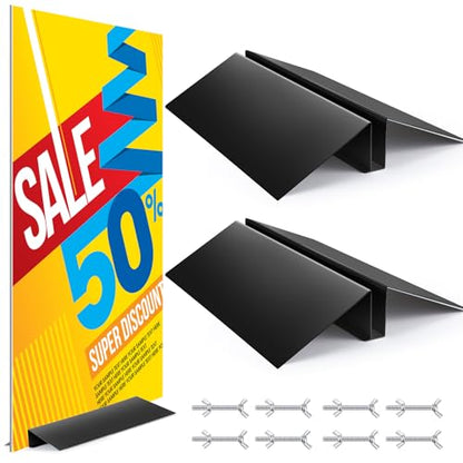 Blulu 2 Pcs 24 Inches Metal Floor Sign Stand Holder M Mount Holder Graphic Floor Standing Display Stand for Composite Foam Board, Acrylic Glass Sign, Base Only - size: 24 Inches
