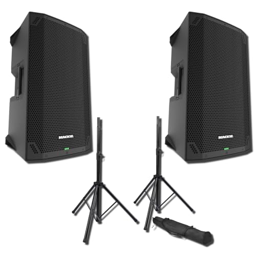 Mackie Thump12v4 Pair 12-Inch 1400W Powered PA Speaker Bundle with Gator Tripod Stand Set and Carry Bag — 129 dB Bluetooth Stereo PA System for Mobile DJ, Live Band, Wedding, Church, and Karaoke - color: RI-SPKRSTDSET Bundle