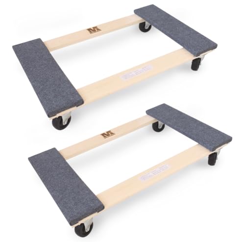 MaxWorks 50857 1320 lbs. Capacity 18 in. x 30 in. Hardwood Furniture Moving Dolly KD Version, Two Pack - size: 18 in x 30 in