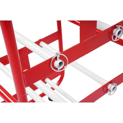 15X17X31" Wire Spool Holder Cart, Portable Wire Rack Dispenser with | Wheel, Display & Storage for Electrical Industrial & Retail Use - 10 Rods Red Powder Coated - color: Red