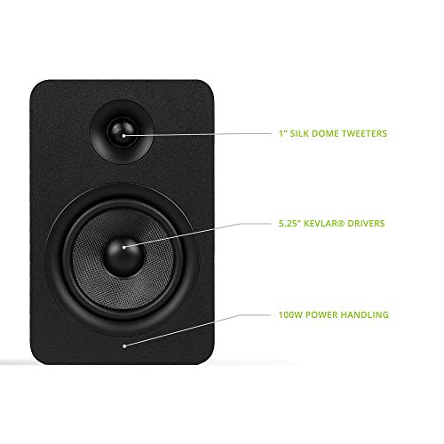 Kanto YU Passive 5.25" Passive Bookshelf Speakers with 1" Silk Dome Tweeter | External Amplifier Required | Pair | Matte Black - color: Black, size: 5.25" Woofer - 5 Ohm - 100 Watts Per Speaker