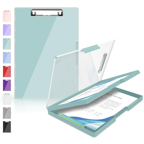 Sooez Nursing Clipboard with Storage, Clear Top Clip Boards 8.5x11, Green | Heavy Duty Plastic, Dry Erase, High Capacity, Nurse Essentials, Dental Assistant, Teacher & College School Office Supplies - color: Green
