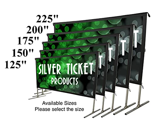 Silver Ticket Products STO Series Indoor/Outdoor 16:9 4K / 8K Ultra HD, HDR & HDTV Ready Movie Projector Screen Front Projection White w/Black Back, 175" Sliding Snap Frame with Stand STO-169175S - size: 16:9, 175" Diagonal
